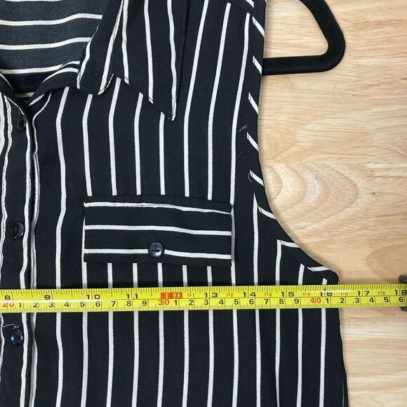 Japna, Sleeveless Vertical Striped Tunic Style Button Up Dress, Junior’s Small - Picture 6 of 8